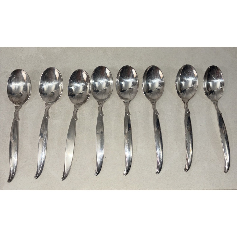 Set of 8 1847 Rogers Bros Teaspoons Flair‎ Pattern Silverplate Flatware 6 3/4 In